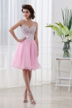 Baby Pink A-line Beautiful Sweetheart Organza Prom Dress FVPD051FOR