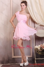Baby Pink Strapless Short Mini-length Prom Dress with Beading FFPD0657FOR