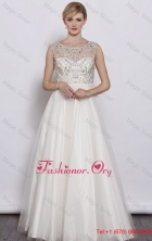 Beautiful A Line Scoop White Prom Dresses with Beading DBEE624FOR