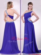 Beautiful Brush Train One Shoulder Prom Dress with Criss Cross THPD170FOR
