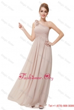 Beautiful Ruched Champagne Prom Dresses with One Shoulder DBEE008FOR