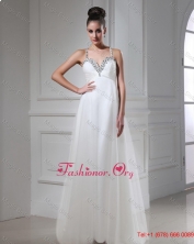 Best Selling Straps Beaded Tulle Prom Dresses in White DBEE520FOR