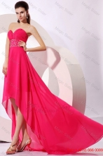 Brand new Empire Sweetheart Hot Pink High-low Beading 2014 Chiffon Prom Dress  FFPD0447FOR