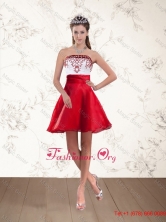 Cheap Strapless White And Wine Red Prom Dresses with Embroidery PDZY535TZCFOR