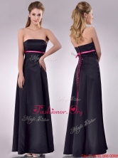 Classical Black Ankle Length Prom Dress with Hot Pink Belt THPD155FOR