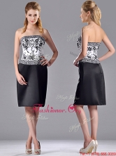 Column Strapless Knee-length Short Prom Dress with Embroidery THPD270AFOR