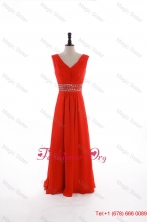 Custom Made Empire V Neck Prom Dresses with Beading and Sequins DBEES155FOR