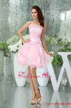 Cute Organza A-line Strapless Ruffle-layers Prom Dress in Baby Pink WD5-014FOR