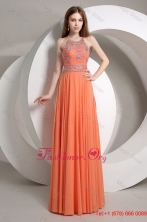 Elegant Beaded Empire Orange Prom Dresses with Halter Top DBEE356FOR