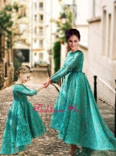 Elegant Long Sleeves Beautiful Prom Dress with Lace and Modest High Low Little Girl Dress with Half Sleeves DXZH007FOR