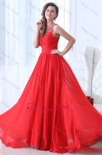 Empire Scoop Wine Red Ruching Beading Chiffon Prom Dress FFPD0526FOR
