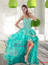 Fashionable Beading and Ruffled Layers High Low Quinceanera Gowns for 2015 QDDTA40003FOR