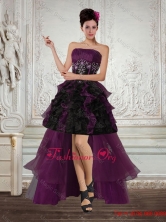 High Low Multi Color Strapless Prom Dresses with Ruffles and Embroidery QDZY027TZBFOR