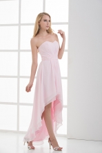 High-low Sweetheart Chiffon Baby Pink EmpireProm Dress with Beading FVPD182FOR