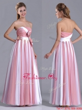 Hot Sale Bowknot Strapless White and Pink Prom Dress with Side Zipper THPD178FOR