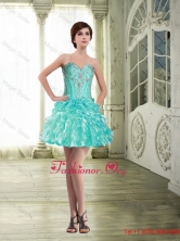 Inexpensive Organza Short Prom Dress with Beading and Ruffles SJQDDT62003FOR