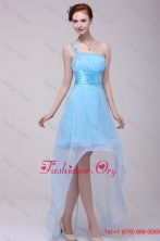 Light Blue One Shoulder High-low Beaded Decorate Prom Dress for Girls FFPD0153FOR