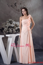 Light Pink One Shoulder Floor-length Prom Dress with Handmade Flower WD4-604FOR