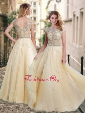 Lovely A Line Beaded Bodice Scoop Prom Dress in Champagne PME1953FOR