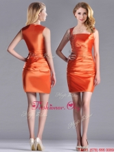 Lovely Column Square Side Zipper Short Prom Dress in Orange Red THPD029FOR