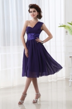 Lovely One Shoulder A-line Knee-length Prom Dress with Belt FVPD048FOR
