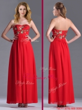 Luxurious Applique with Sequins Red Prom Dress in Ankle Length THPD302FOR