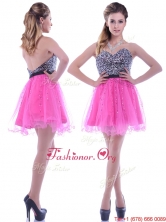 Modern Sequined Decorated Bodice Organza Hot Pink Prom Dress with Backless THPD040FOR