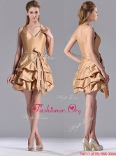 Most Popular Halter Top Champagne Prom Dress with Bubbles and Bowknot THPD149FOR