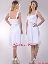 New Applique Decorated Straps and Waist White Prom Dress in Chiffon THPD058FOR