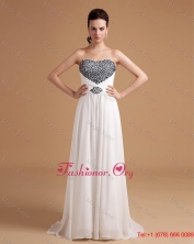 New Arrival Sweep Train Beading Prom Dresses in White DBEE405FOR