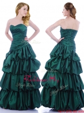 Popular A Line Ruched and Bubble Prom Dress in Hunter Green THPD320FOR