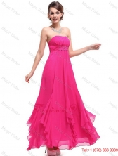 Popular Ankle Length Hot Pink Prom Dresses with Beading DBEE327FOR