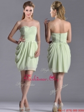 Popular Ruched Decorated Bodice Short Prom Dress in Yellow Green THPD116FOR