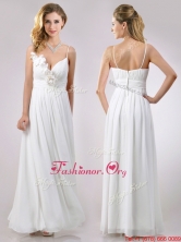 Popular Spaghetti Straps Applique and Ruched Prom Dress in White THPD011FOR