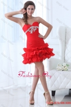 Red Short Prom Dress with Sweetheart Beaded Mini-length FFPD0390FOR