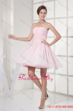 Ruched and Beaded Mini-length Chiffon Strapless Prom Homecoming Dress WD4-450FOR