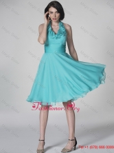 The Super Hot Halter Top Turquoise Prom Dresses with Ruffles and BeltDBEE198FOR
