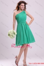 Turquoise Prom Dress with Bowknot and Ruching A-line One Shoulder FFPD0368FOR