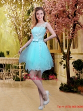 2015 Fall Perfect Scoop Beaded Dama Dresses with Appliques in Aqua Blue BMT032EFOR