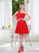 2015 Fall The Most Popular One Shoulder A Line Dama Dresses with Ruching BMT001AFOR