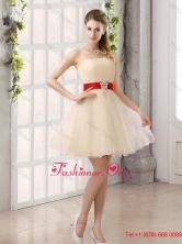 A Line Belt Strapless Dama Dress with Mini Length BMT019AFOR