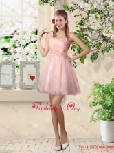 Affordable A Line One Shoulder Appliques Dama Dresses in Pink BMT037BFOR