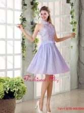 Beautiful A Line High Neck Lace Dama Dresses with Lavender BMT010A-1FOR