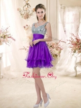 Best Straps Short Purple Dama Dresses with Sequins BMT072-4FOR 