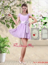 Decent Scoop Bowknot Dama Dresses with Cap Sleeves BMT048CFOR