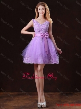 Discount V Neck Tulle Dama Dresses with Bowknot  BMT058BFOR