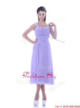 Fashionable Lavender Empire Square Dama Dress in Tea Length THPD063FOR