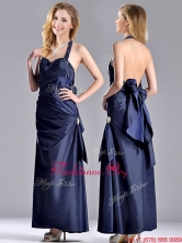 New Style Beaded Decorated Halter Top Dama Dress in Navy Blue THPD215FOR