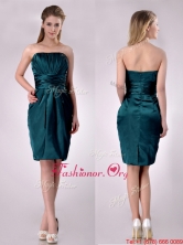 New Style Column Ruched Decorated Bodice Dama Dress in Hunter Green THPD053FOR