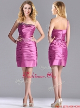 New Style Column Taffeta Dama Dress Beaded Decorated One Shoulder THPD211FOR